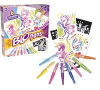 Lansay - BLOPENS Set Actividades Caballos Fantásticos - Nueva Edición | Dibujos de Unicornios desde 5 Años - 8 Blopens, 6 Plantillas Reutilizables - Efecto Aerógrafo - Tapones Lavables