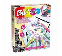 Lansay - BLOPENS - Set de Actividades Mariposas mágicas - Taller Creativo de Dibujos y Colorear para niños Desde 5 años - 8 rotuladores de soplar, 6 Plantillas, 6 Hojas - Ocio Creativo
