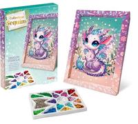 Lansay - COLLECTION SEQUINS - Dragón Feérico - Cuadro para decorar con sequins - Actividad creativa para niños 6 años + - Ilustración con marco y alfileres