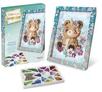 Lansay - COLLECTION SEQUINS - Osito Feérico - Cuadro para decorar con sequins - Actividad manual creativa para niños desde 7 años - Ilustración con marco y alfileres