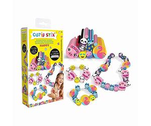 Lansay - Cutie Stix Recambio Happy - 11 Stix con Animales - Desde 6 Años | Complemento del Taller - Motivos con Flores y Personajes Surtidos - Compatible con los Sets Existentes - Más Bisutería