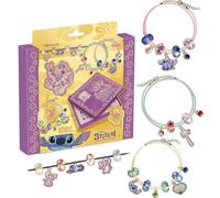 Lansay | DISNEY STITCH - SET DE JOYAS BRILLANTES - Kit DIY infantil con cuentas brillantes, charms, e instrucciones para crear hasta 4 pulseras personalizadas | Regalo para niñas a partir de 6 años