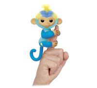 Lansay FINGERLINGS Leo - Mono Interactivo Azul - Peluche electrónico para niños a Partir de 5 años - Animal Interactivo Que se engancha al Dedo - Reacciones Divertidas - 70 Sonidos - Idea de Regalo