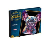 COLLECTION SEQUINS - Pop Art Perro - Crea un Brillante Tablero de Lentejuelas de un Perro - Compartimento de Almacenamiento Incluido - Actividad Creativa para Adultos y Niños a Partir de 14 años