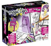 Lansay - Magic Lign Manga Chibi Kawaii - Taller Creativo - Desde 6 Años | Proyector de Dibujo - 28 Láminas Transparentes, Lápices de Color y Pegatinas - Doble Zoom - Ocio Tranquilo sin Pantallas