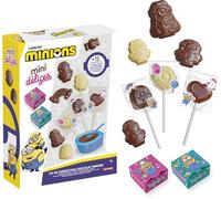 Lansay - Mini Délices Chocolate Minions - Taller de Bombones - Desde 5 Años | Preparación Golosa - 4 Placas de Moldes, Recipiente de Agua Caliente y Cuchara - Palitos y Envoltorios - Con Licencia