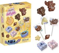 Lansay - Mini Délices Chocolate Stitch y Angel - Set Goloso - Desde 6 Años | Preparación Dulce - 4 Placas de Moldes, Cajitas y Envoltorios - Moldear y Montar - Licencia Oficial de Disney Incluida