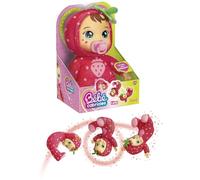 Lansay | Mon BÉBÉ CABRIOLES - Lina LA Fresa | Muñeca interactiva en Pijama de Fresa | Hace cabriolas Divertidas | Cuerpo Suave y achuchable | Juguete Educativo 2 + años | Bebé niño o niña