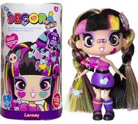 Lansay Decora Girlz Luna - 1 Mini muñeca Moda + 8 Accesorios y Pegatinas sorpresas - Juguete de muñeca de 12,7 cm Coleccionable - para niños de 4 años - Estilo único para Personalizar