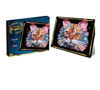COLLECTION SEQUINS - Pop Art Gato - Nuevo - Crea un tablero de lentejuelas brillantes de un gato - Compartimento de almacenamiento incluido - Actividad creativa adolescentes a partir de 14 años