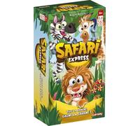 Lansay - Safari Express - Juego de Grupo Rápido Familiar - Desde 6 Años | Reflejos y Observación - 100 Cartas y un Plátano que Chirría - Rondas Cortas Encadenadas - A Partir de 2 Participantes
