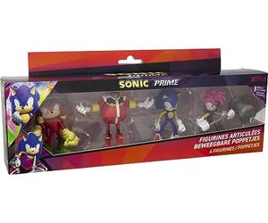 Lansay Sonic Prime - Juego de 4 Figuras articuladas de 7,5 cm - Colección de Personajes de Dibujos Animados y Videojuegos - Juguetes para niños a Partir de 8 años