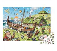 L'Anse Aux Meadows Viking Village Riot Puzzle De Madera Impermeable DIY Puzzles De 1000 Piezas para Adultos Desafiante Y Estimulante Rompecabezas para Juegos Educativos