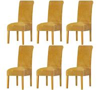 LANSHENG Fundas Cubiertas de Silla,Spandex elástico con Banda elástica, Fundas de Terciopelo para Silla de Comedor Grande para Restaurante, Banquete de Fiesta de Hotel (Mostaza,6 Pack(M))