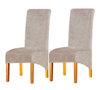 LANSHENG Fundas Cubiertas de Silla XL,Spandex elástico con Banda elástica, Fundas de Terciopelo para Silla de Comedor Grande para Restaurante, Banquete de Fiesta de Hotel (Camel,2 Fundas(XL))
