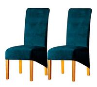 LANSHENG Fundas Cubiertas de Silla XL,Spandex elástico con Banda elástica, Fundas de Terciopelo para Silla de Comedor Grande para Restaurante, Banquete de Fiesta de Hotel (Verde Azulado,2 Fundas(XL))