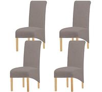 LANSHENG Fundas para sillas de comedor, fundas elásticas para sillas de respaldo alto, extraíbles y lavables, fundas elásticas para sillas de cocina XL (juego de 4, gris pardo)