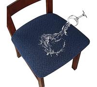 LANSHENG Fundas para sillas Pack de 2 Fundas sillas Comedor Fundas elásticas, Fundas de Asiento para Silla,Diseño Jacquard Cubiertas de la sillas Funda de Asiento sin Respaldo (Pack de 2, Azul Marino)