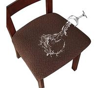 LANSHENG Fundas para sillas Pack de 6 Fundas sillas Comedor Fundas elásticas, Fundas de Asiento para Silla,Diseño Jacquard Cubiertas de la sillas Funda de Asiento sin Respaldo (Pack de 6,Café)