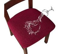 LANSHENG Fundas para sillas Pack de 6 Fundas sillas Comedor Fundas elásticas, Fundas de Asiento para Silla,Diseño Jacquard Cubiertas de la sillas Funda de Asiento sin Respaldo (Pack de 6, Vino Tinto)