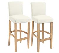 LANSHENG Fundas para taburetes de Bar, elásticas, Lavables, Extensibles y extraíbles, para Silla de Comedor giratoria Corta, Silla de Bar, Taburete (Marfil, 2 Piezas)