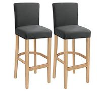 LANSHENG Fundas para Taburetes de Bar, Elásticas Lavables Extensibles y Extraíbles para Silla de Comedor Giratoria Corta Silla de Bar Taburete (Gris, 2 Piezas)