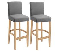 LANSHENG Fundas para Taburetes de Bar, Elásticas Lavables Extensibles y Extraíbles para Silla de Comedor Giratoria Corta Silla de Bar Taburete (Gris Claro, 2 Piezas)