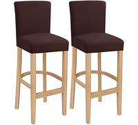 LANSHENG Fundas para Taburetes de Bar, Elásticas Lavables Extensibles y Extraíbles para Silla de Comedor Giratoria Corta Silla de Bar Taburete (Café, 2 Piezas)