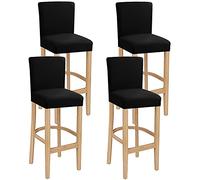 LANSHENG Fundas para Taburetes de Bar, Elásticas Lavables Extensibles y Extraíbles para Silla de Comedor Giratoria Corta Silla de Bar Taburete (Negro, 4 Piezas)
