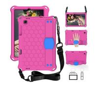 Lanshui - Accesorios para tablet, funda con soporte para tablet con correa para el hombro, funda de silicona resistente compatible con Samsung Galaxy Tab S9 X710/X716B/X718U (2023) (rosa y cielo)