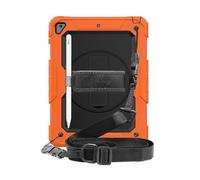 Lanshui Anti Drop Silicone Shell with Shoulder Strap, Tablet Protective Case Suitable for Samsung Galaxy Tab S7 plus/S7FE/S8plus 12.4 Inch Universal(Orange+Black)