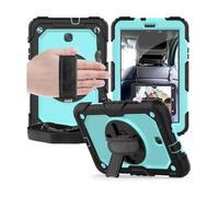 Lanshui Anti Drop Silicone Shell with Shoulder Strap, Tablet Protective Case Suitable for Samsung Galaxy Tab A8-10.5 inch/X200/X205 Universal(Black+Sky Blue)