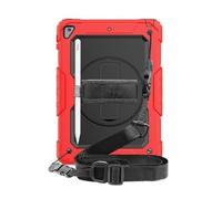 Lanshui Anti Drop Silicone Shell with Shoulder Strap, Tablet Protective Case Suitable for Samsung Galaxy Tab A9 8.7 Inch(Red+Black)