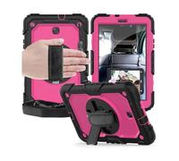 Lanshui Anti Drop Silicone Shell with Shoulder Strap, Tablet Protective Case Suitable for Samsung Galaxy Tab A7 10.4 inch/T500-T505 2020 Universal(Black+Rose Red)