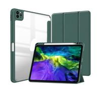Lanshui Fundas, Painted Protective Cover with Pen Slot, Acrylic Marble Texture Shell Suitable for iPad Pro 12.9 Inch 2021/2020(Dark Green)
