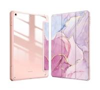 Lanshui Painted Protective Cover with Pen Slot, Acrylic Marble Texture Shell Suitable for iPad Mini 7 2024/mini6 2021-8.3 Inch(Pink Marble)