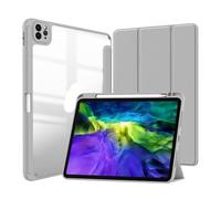 Lanshui Painted Protective Cover with Pen Slot, Acrylic Marble Texture Shell Suitable for iPad Pro 11 Inch 2024(Grey)