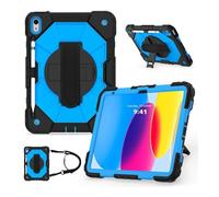 Lanshui Shoulder Strap Protective Case, Horizontal and Vertical Bracket Silicone Cover Suitable for Samsung Galaxy Tab A7 10.5 T505/T500/T507/T505N(Black Blue)