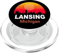 Lansing Michigan Vintage Sunset Retro City State USA PopSockets PopGrip para MagSafe