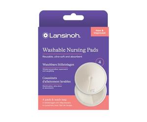 Lansinoh Almohadillas de lactancia lavables - 4 unidades con red de lavandería - ultraabsorbentes - interior de bambú orgánico supersuave - reutilizable y respetuoso con el medio ambiente