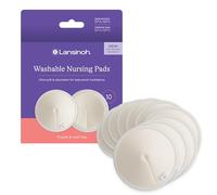 Lansinoh Almohadillas de lactancia lavables, hechas con viscosa de bambú orgánica, almohadillas reutilizables para lactancia materna con bolsa de lavado, esenciales para lactancia, 10 unidades