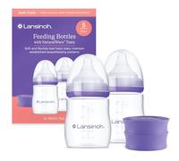 Lansinoh Biberón anticólicos - 2 unidades de 160 ml - Tetinas NaturalWave® que reducen la confusión del pezón - Biberón de lactancia sin BPA ni BPS, tapa apilable, refrigerador, congelador