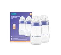 Lansinoh Biberón anticólicos - 2 unidades de 240 ml - Tetinas NaturalWave® que reducen la confusión del pezón - Biberón de lactancia sin BPA ni BPS, tapa apilable, refrigerador, congelador