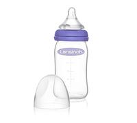 Lansinoh Biberón de Cristal para Leche Materna con tetina simuladora del pezón de flujo lento, 160 ml / 1 ud