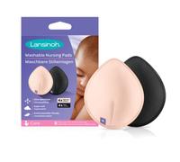 Lansinoh - Discos Lavables de Lactancia - Reutilizables, Ultra Absorbentes y Ecólogicos - Viscosa de Bambú - Negro y Beige, 8 Discos