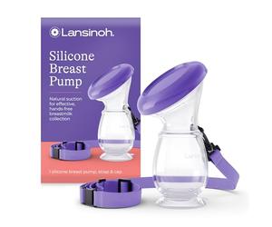 Lansinoh - Extractor de Leche Manual de Silicona - Colector de Leche Materna con Tapa y Correa para el Cuello - Sacaleches con Succión Manos Libres