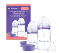 Lansinoh Set de Inicio de Biberón Anticólicos para Bebé - 2 Biberones (160ml + 240ml) con 3 Tetinas de Flujo Lento, Medio y Rápido - Sin BPA ni BPS