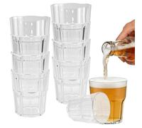 LANSKYLAN 10 Vasos de Plástico Duro Reutilizable 260ml, Vasos Acrílicos Irrompibles, Vaso de Whisky Plastico sin BPA, Vaso para Beber Agua, VasoPlástico Apilables para Cerveza Zumos Familias Fiestas