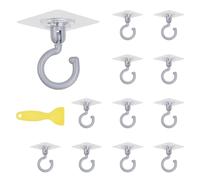 LANSKYLAN 12 PCS Ganchos Adhesivos Ganchos de Techo Giratorios de 360 Grados Ganchos Adhesivos para Techo con Raspador Ganchos para Toallas sin Perforar para Cocina Dormitorio Baño Puerta (Gris)