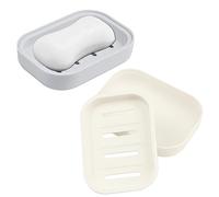 LANSKYLAN 2 PCS Caja de Jabón de PP Jabonera de Baño con Drenaje Bandejas de Jabón Soporte para Caja de Jabón Jabonera Antideslizante para Jabón Esponjas, Cocina, Baño, Fregadero (10.5 * 8 * 2.5cm)